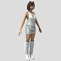 Female Character With Cat Ears Dressed In White Dress And White Boots
