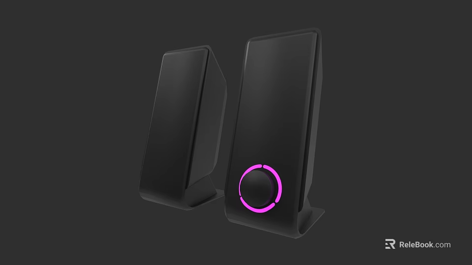 Black Speakers With Pink Circular Light Modern Sleek Design And Stylish Look 3d model 