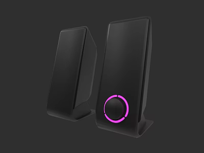 Black Speakers With Pink Circular Light Modern Sleek Design And Stylish Look 3d model