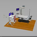Advanced Medical Examination Table With Mobile Cart Digital Monitors And Equipment Stand