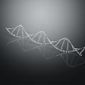Illuminated White DNA Double Helix Structure On Dark Background With Molecular Strands 3d model