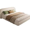 White Kids Bed With Curved Headboard Soft Mattress And Pillows