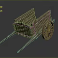Vintage Wooden Cart Design With Rustic Frame Spoked Wheels And Support Poles
