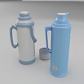 Break Room Essentials Featuring Blue And White Thermos Flasks With Lid 3d model