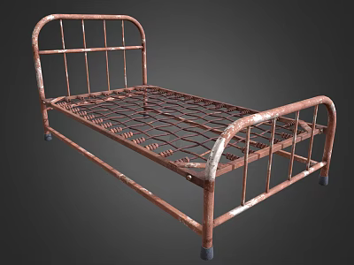 Vintage Rustic Metal Bed Frame With Weathered Design And Classic Structure 3d model
