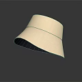 Beige Bucket Hat with Textured Brim on Gray Gradient Background and Reflection 3d model