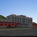 Modern Fire Station Building With Red Garage Doors And Multi Story Architecture
