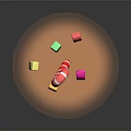 Colorful Candy Cane With Smiley Square Blocks On Brown Base 3d model