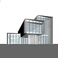 Modern Sales Office Building With Glass Curtain Walls Water Feature And Bright Interior Design