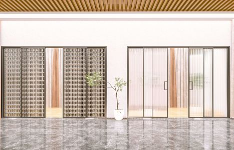 Modern sliding door Changhong glass sliding door 3d model