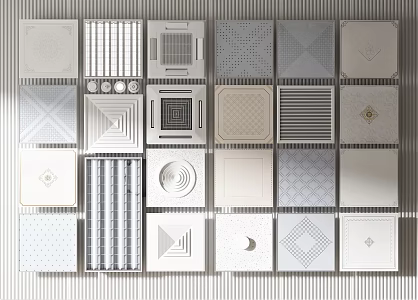 Modern Ceiling Integrated Ceiling Aluminum Gusset Plate Mineral Cotton Plate Row 3d model