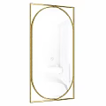 Oval Gold Frame Mirror in Modern White Bathroom with Bathtub Interior