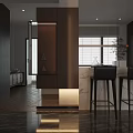 Modern Dark Tone Living Room Interior With Built In Large TV And Luxury Cozy Furniture