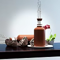 Decorative Ornament Set With Brown Bottles Red Orchid Lotus Pods And Fragrance Sticks