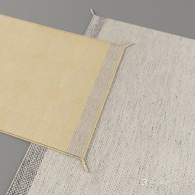 Beige Gray Woven Square Carpet With Textured Design For Modern Living Room Decor 3d model 