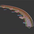 Cartoon Scene Of Modern White Curved Bridge Structure With Reflection On Dark Surface