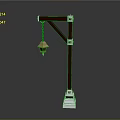 Outdoor Lamp Post Design With Extended Arm Copper Lantern And White Base