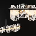 Modern Hanging Chandelier With Glass Shades And Marble Pattern Black Frame