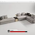 Light Gray L Shaped Multi Seater Sofa With Comfortable Cushions And Side Table 3d model