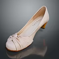 Elegant Beige Women Shoes With Bow Detail On Toe And Block Heel