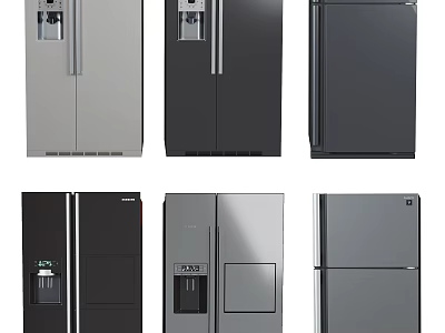 Modern Fridge Freezers With Double Single Door Designs And Black Silver Colors 3d model