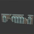 Historical Classical Architectural Ruins With Broken Stone Walls And Arch Windows