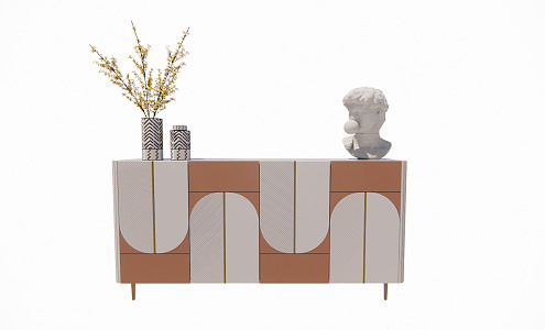 Modern Sideboard Cabinet Entrance Cabinet Vase Ornaments David Figure Sculpture 3d model