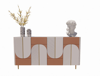 Modern Sideboard Cabinet Entrance Cabinet Vase Ornaments David Figure Sculpture 3d model