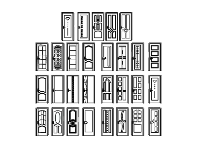 Various Interior Door Styles With Different Panel And Glass Designs 3d model