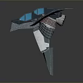 Futuristic Aircraft Model Featuring Blue Wing Structure And Black Turbine Engine Design