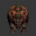 Game Movie Character With Red Fur And Green Stone Back Fierce Monster Design