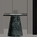 Green Marble Side Table with Conical Base Round Top and Cup on Books 3d model