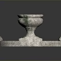 Classical Stone Fountain With Circular Base And Moss Covered Bowl Top