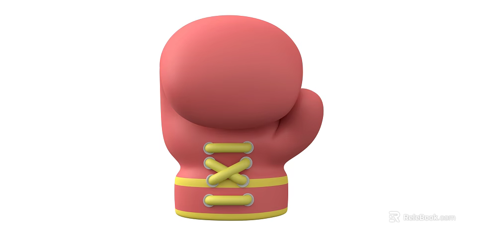 Durable Red Boxing Gloves With Yellow Laces For Training And Fitness 3d model 