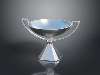 Silver Metal Decorative Furniture Stand With Polygonal Base And Handles 3d model