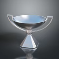 Silver Metal Decorative Furniture Stand With Polygonal Base And Handles