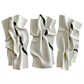 Modern White Ruffled Wall Decor Pieces with Black Accent Lines 3d model