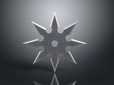 Traditional Japanese Star Shaped Metal Weapon With Sharp Blades And Center Hole 3d model