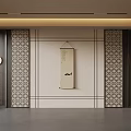 Chinese Style Interior Background Wall With Scroll Painting Openwork Patterns And Light Strip 3d model