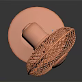 Stylish Orange Round Air Conditioning Fan With Mesh Cover And Pink Base