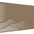 Modern Wooden Room Divider With Vertical Slats And Wave Pattern Design