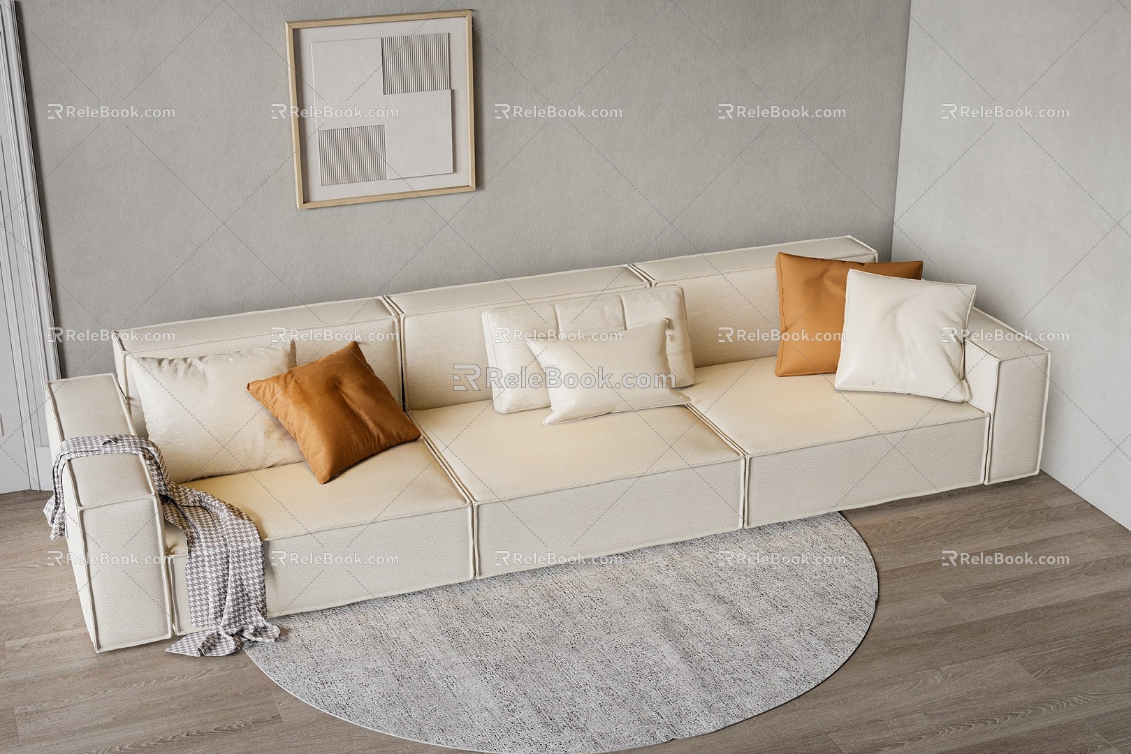 Tofu Block Sofa Modern Multiplayer Sofa Modern Sofa Living Room Sofa Leather Sofa White Sofa Cream Style Sofa Log Style Sofa 3d model