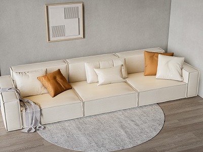 Tofu Block Sofa Modern Multiplayer Sofa Modern Sofa Living Room Sofa Leather Sofa White Sofa Cream Style Sofa Log Style Sofa 3d model