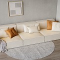 Tofu Block Sofa Modern Multiplayer Sofa Modern Sofa Living Room Sofa Leather Sofa White Sofa Cream Style Sofa Log Style Sofa 3d model