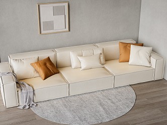 Tofu Block Sofa Modern Multiplayer Sofa Modern Sofa Living Room Sofa Leather Sofa White Sofa Cream Style Sofa Log Style Sofa 3d model