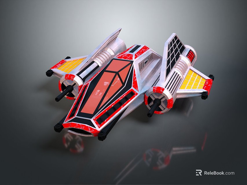 Futuristic Sci Fi Aircraft Model With Red Black Design And Solar Panels 3d model 