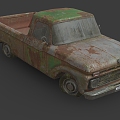 Scrap car abandoned car Ford classic pickup broken car broken car broken car low face number low model simple model game sub-era film and television level super realistic 3d model