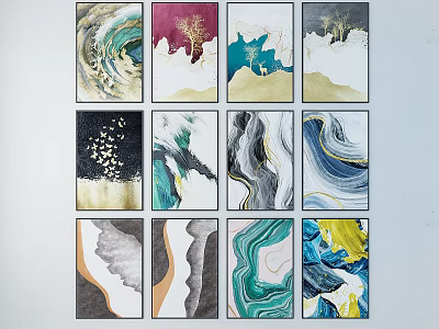 Modern Abstract Paintings With Vibrant Colors Patterns Textures And Artistic Designs 3d model