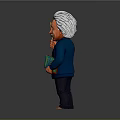 Cartoon Einstein Character Holding Pointer Stick And Book In Blue Coat