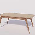 Mid Century Modern Dining Table With Rectangular Wooden Top And Tapering Legs 3d model